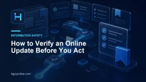 Verification checklist for reviewing an online update